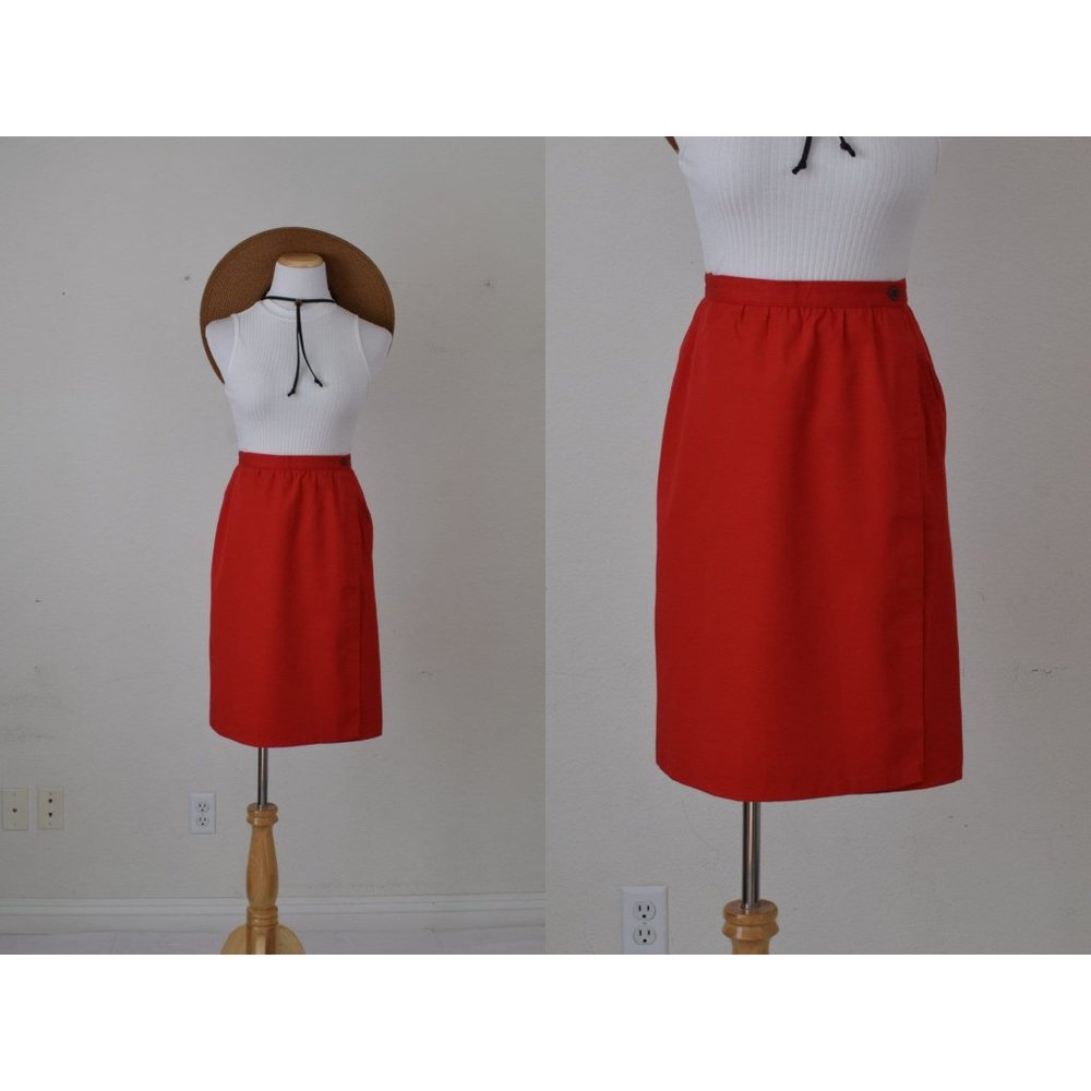 Vintage‎ Red Marco Pecci Polyester-Baumwolle/Cotton Wrap Skirt